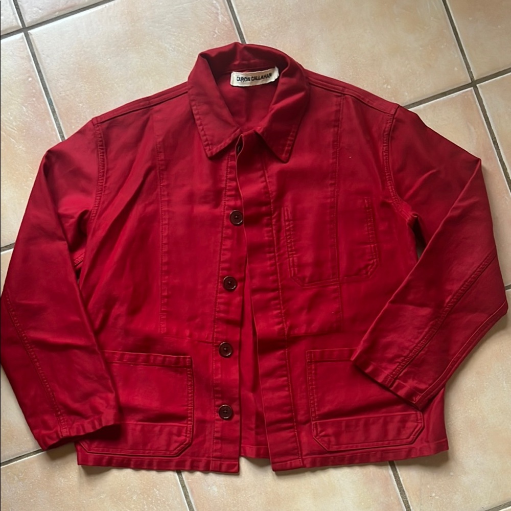 Caron Callahan Red Utility Jacket with Classic Collar